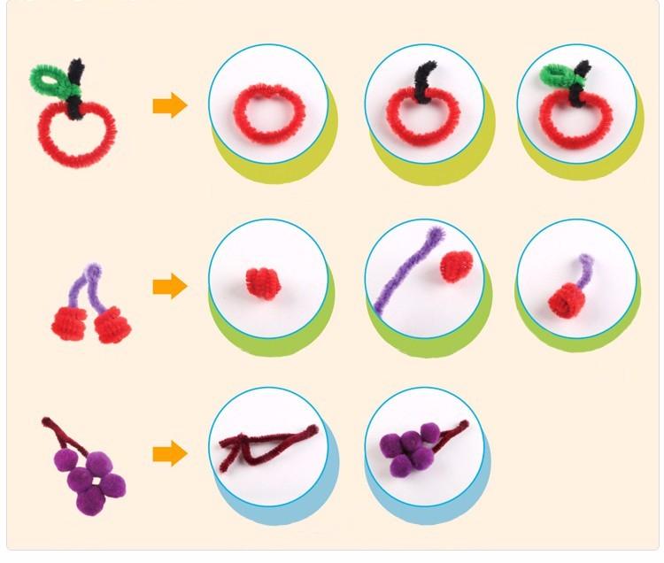 EASY BIG 100pcs Montessori Materials Chenille Puzzles Toy Craft Pipe Cleaner Math Educational Sticks Creative Puzzle NR0006 - JUMBO EARS